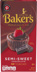 Baker's Semi-Sweet Chocolate Premium Baking Bar 56% Cacao, 4 oz Box image