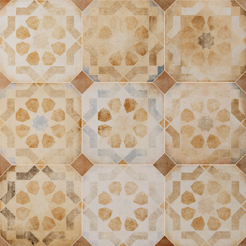 Laverton Octagon Deco Multicolor 7-7/8 in. x 7-7/8 in. Porcelain Floor and Wall Tile