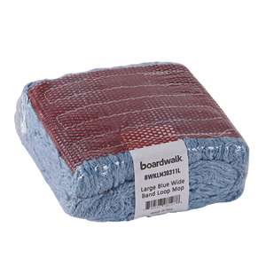 Boardwalk, Cotton Looped-End Wet Mop Head with 5" Headband, Large, Blue