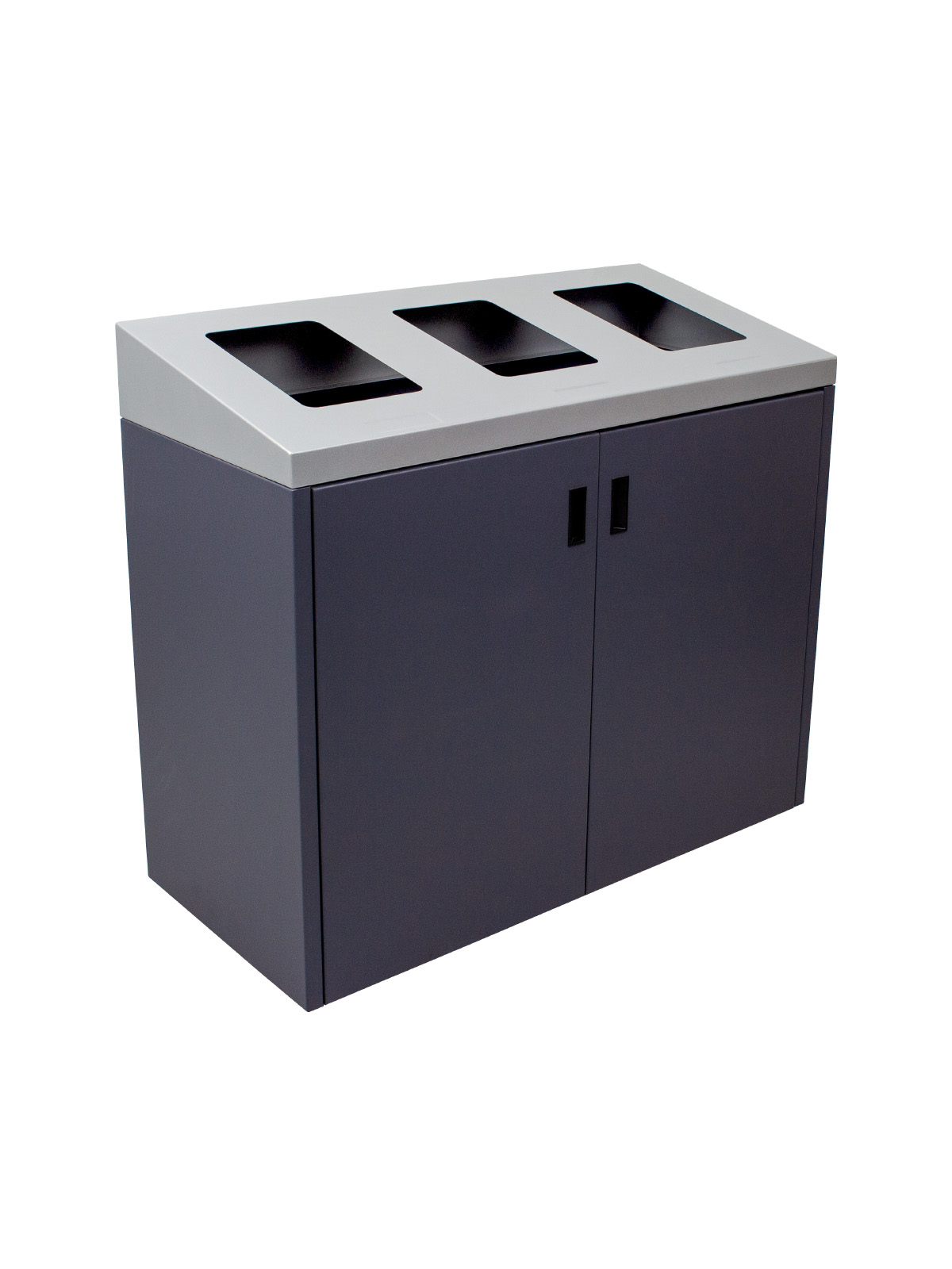 Busch Systems Summit Series triple stream black container with grey sloped lid
