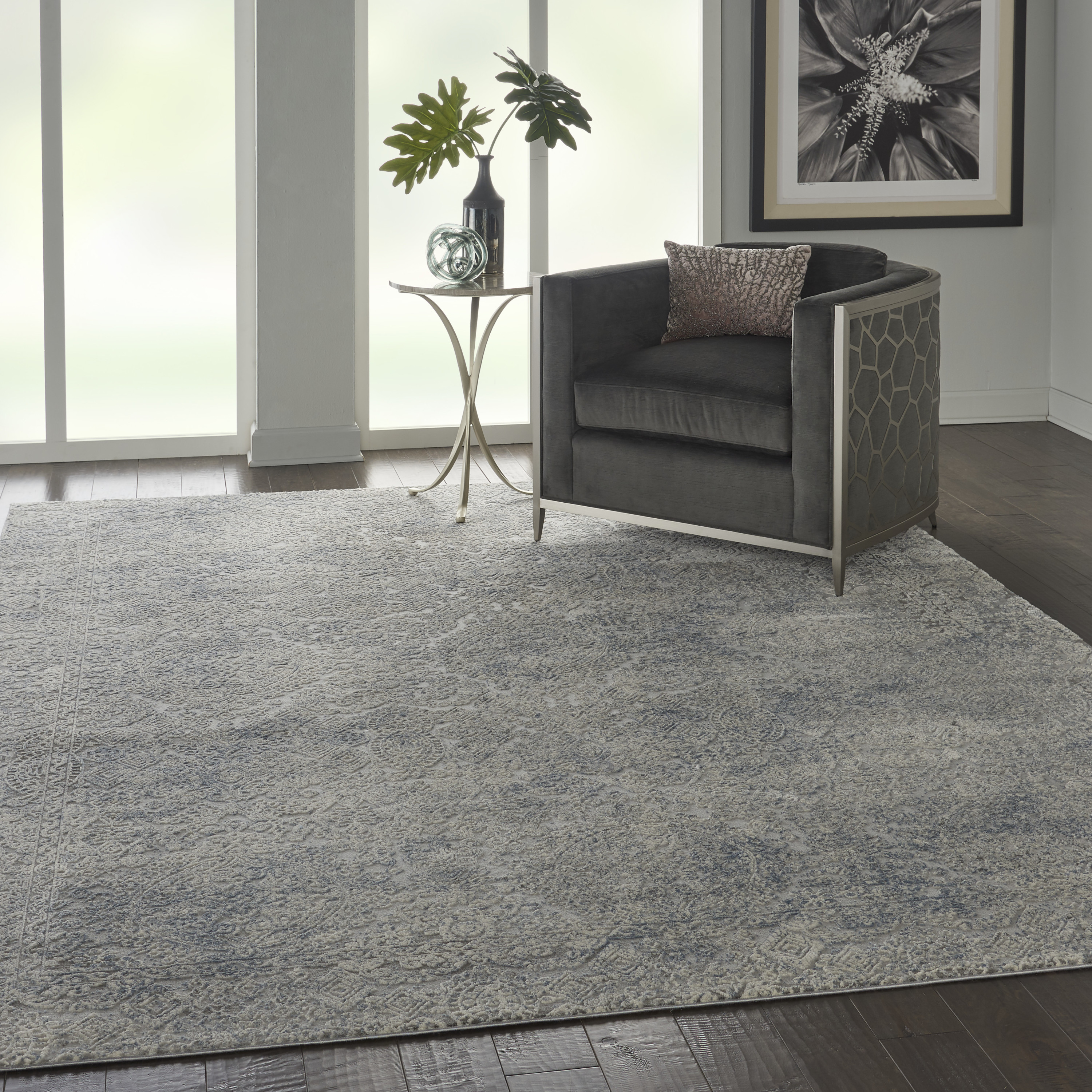 Nourison Rustic Textures 9'3" x 12'9" Ivory Light Blue Vintage Indoor Rug