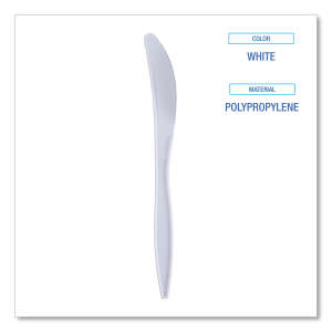 Boardwalk, Mediumweight Wrapped Polypropylene Cutlery, Knives, White