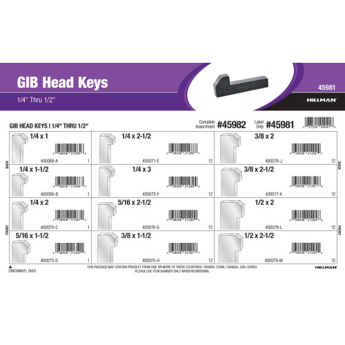 Gib Head Keys Assortment (1/4