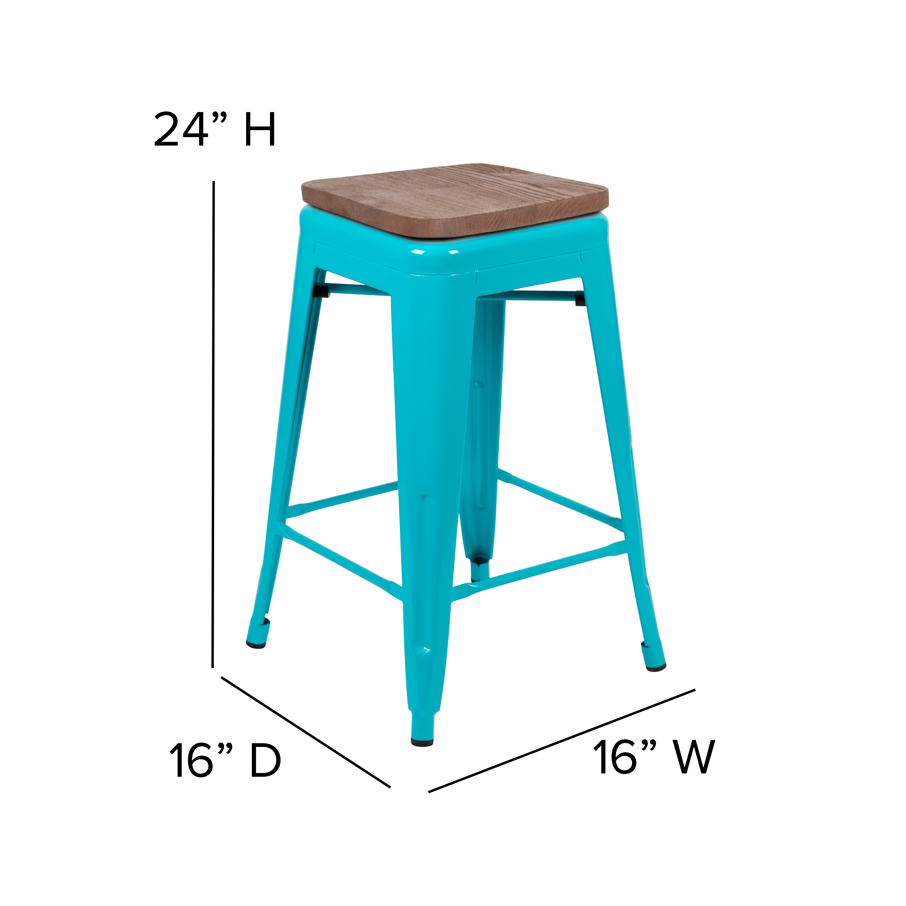 Cierra 24" High Metal Counter-Height, Indoor Bar Stool with Wood Seat in Gun ... - Picture 43 of 49