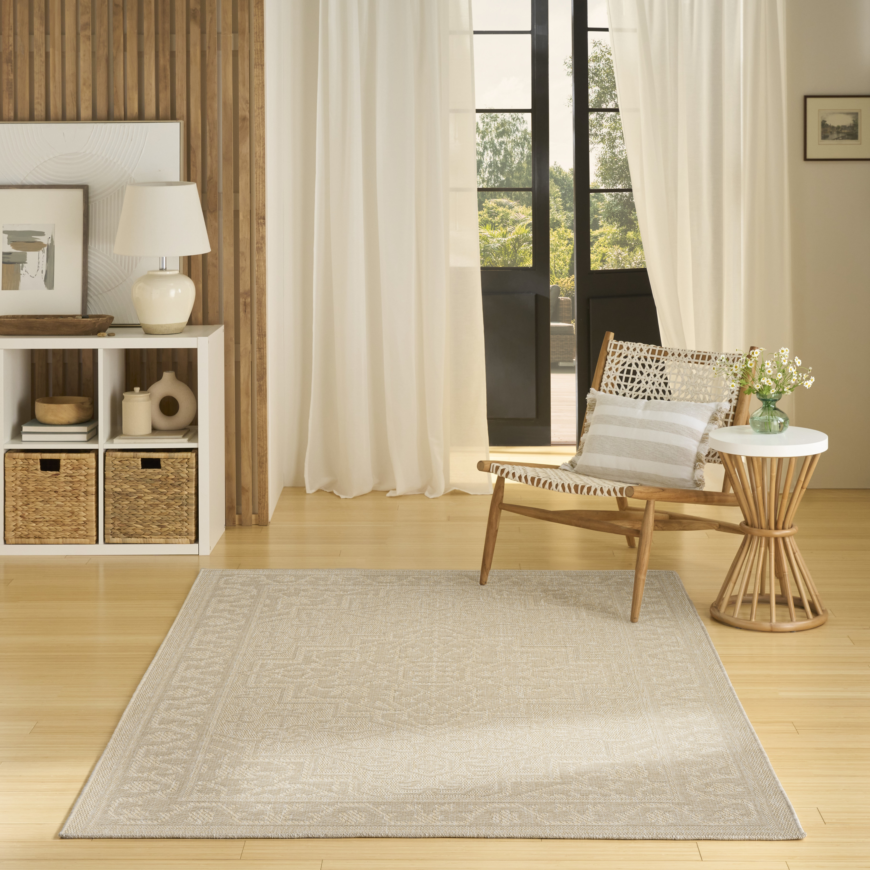 Nourison Tulum 6' x 9' Cream Outdoor Rug
