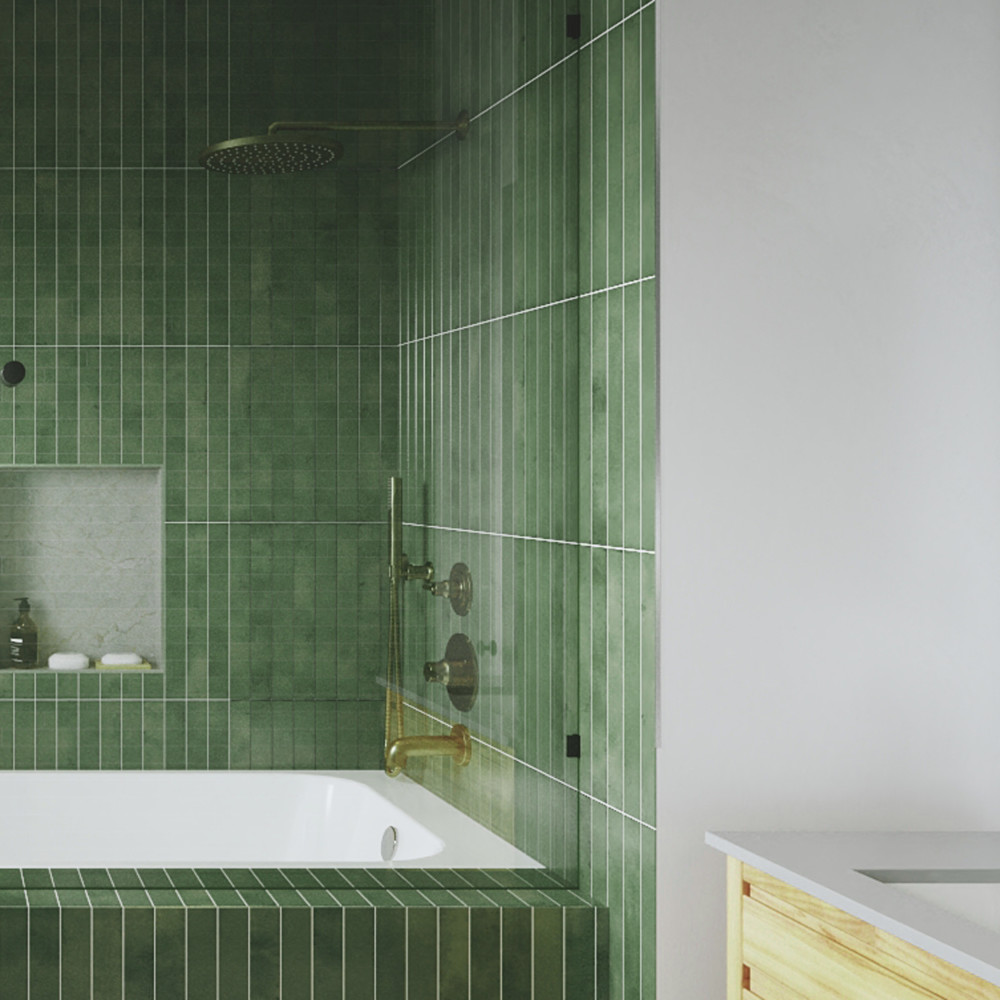 Phoenix Green 1-7/8 in. x 17-3/4 in. Porcelain Floor and Wall Tile