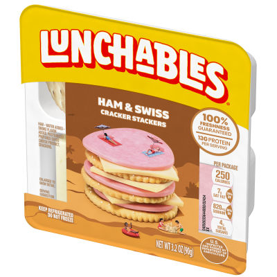 Lunchables Ham & Swiss Cheese with Crackers, 3.2 oz Tray