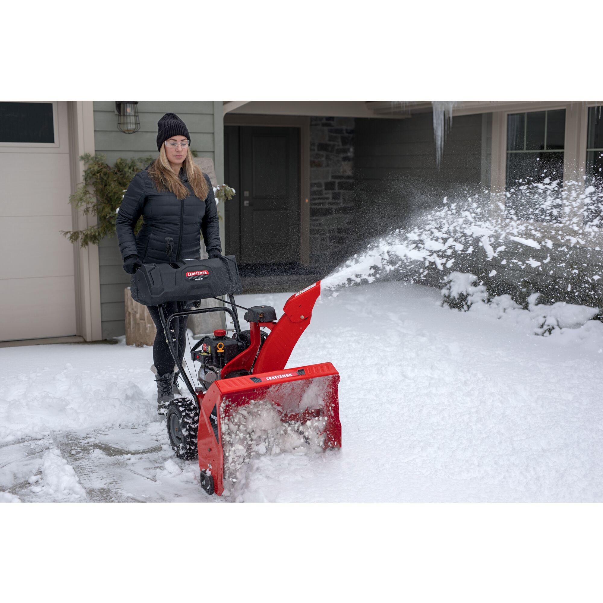 28 inch 357CC two stage self propelled gas snow blower with E F I and E G O V engine being used.