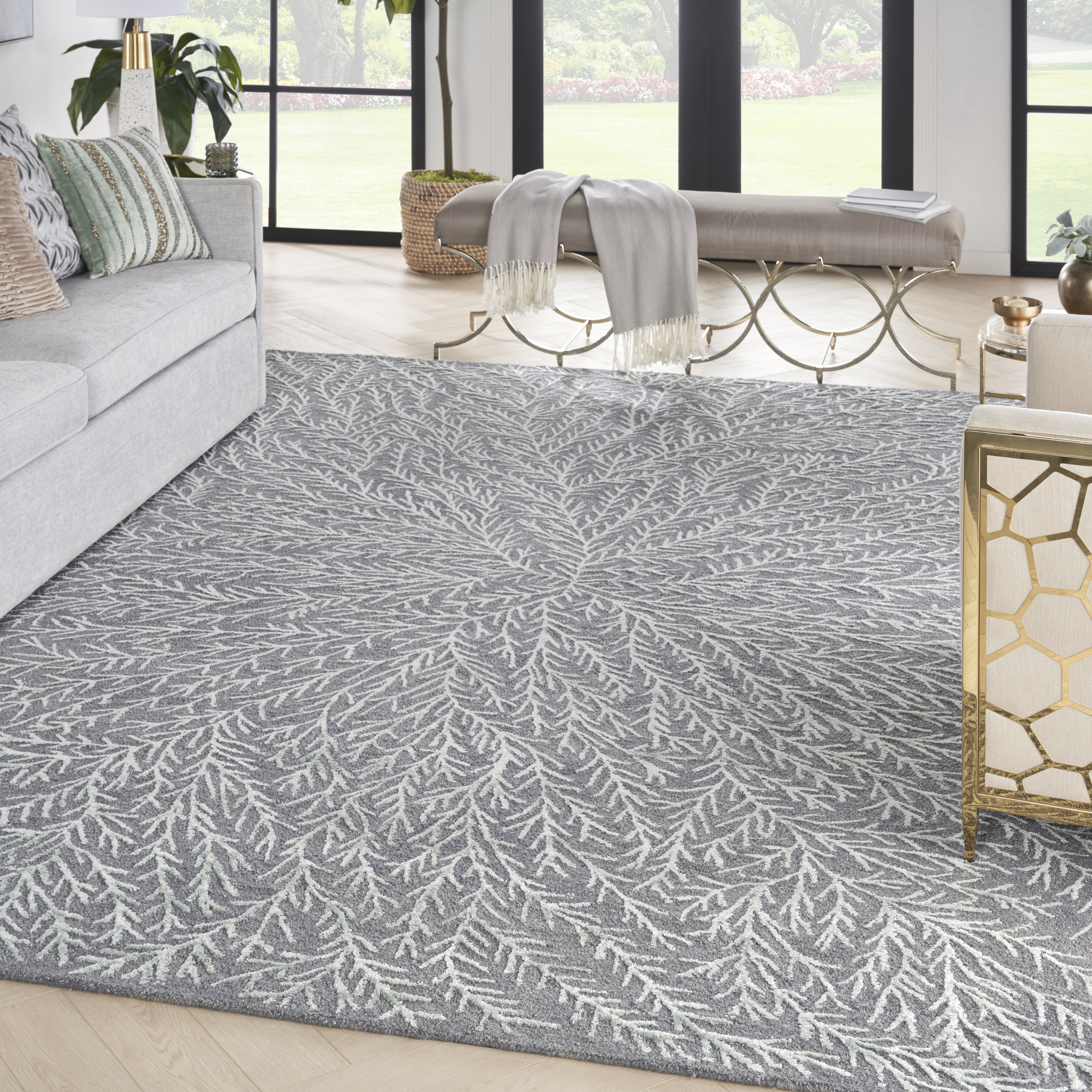 Michael Amini Ma30 Star 7'9" x 9'9" Slate/Teal Modern Indoor Rug