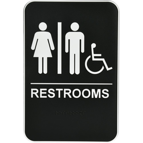 Unisex Handicapped Restroom Adhesive Sign with Braille | Retail ...