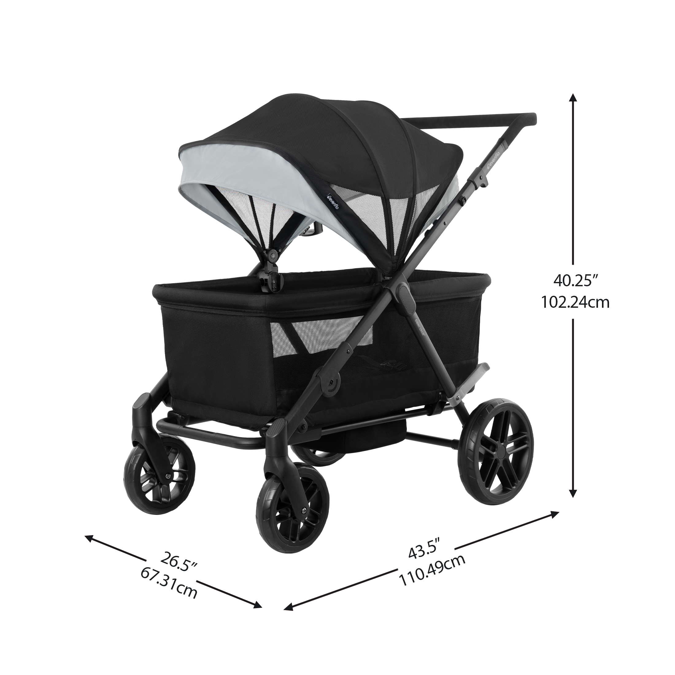 Omni Crew 3-in-1 Stroller Wagon dimensions diagram