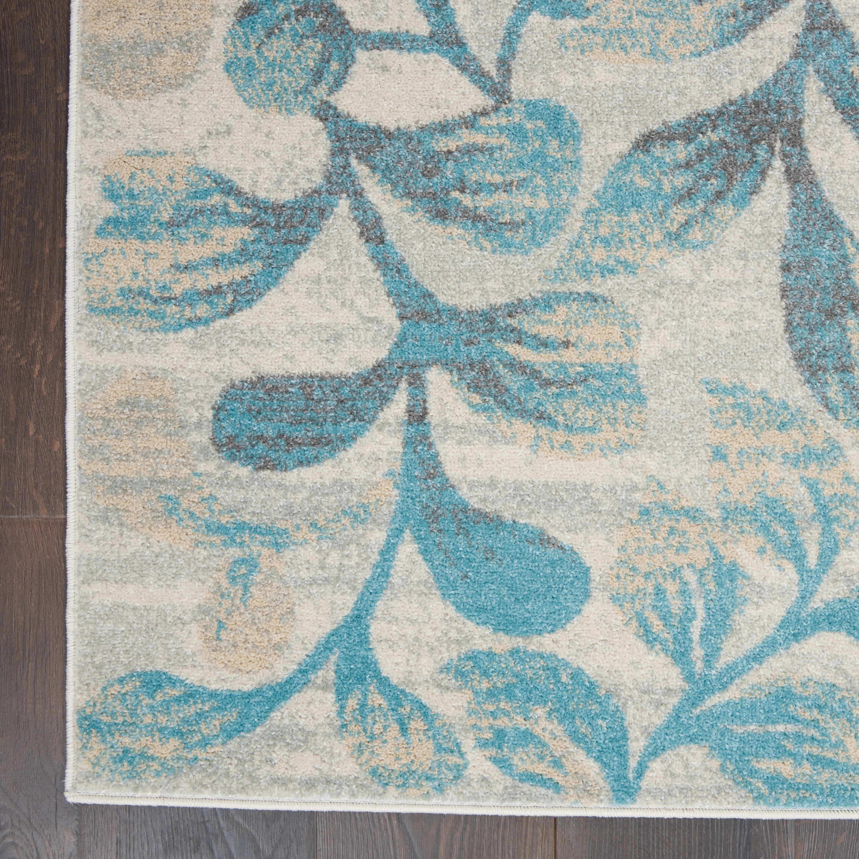 Nourison Tranquil 4' x 6' Ivory Turquoise Farmhouse Indoor Rug
