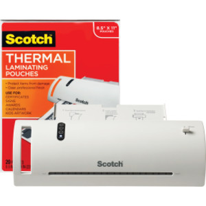 Thermal Laminator Value Pack, 9" W, with 20 Letter Size Pouches
