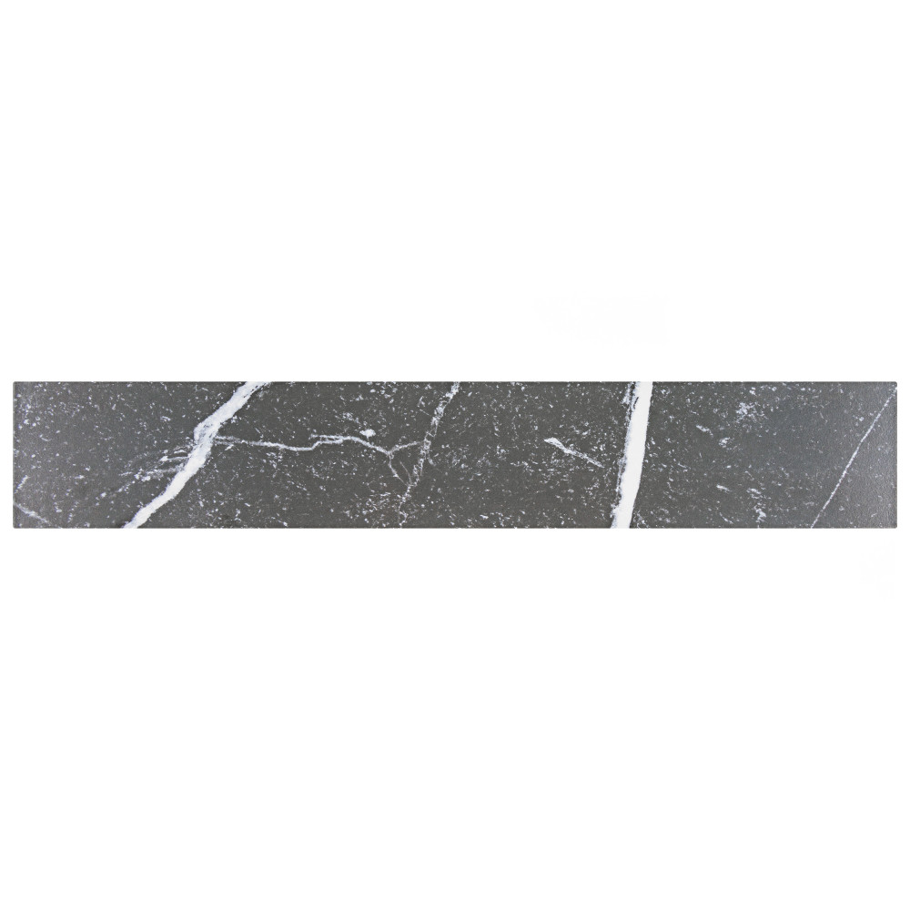 Tinos Black 3-1/8 in. x 17-3/8 in. Porcelain Floor and Wall Tile