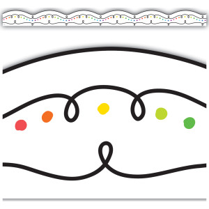 Squiggles and Colorful Dots Die-Cut Border Trim, 35 Feet