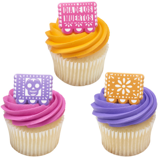 Papel Picado Banner Cupcake Rings