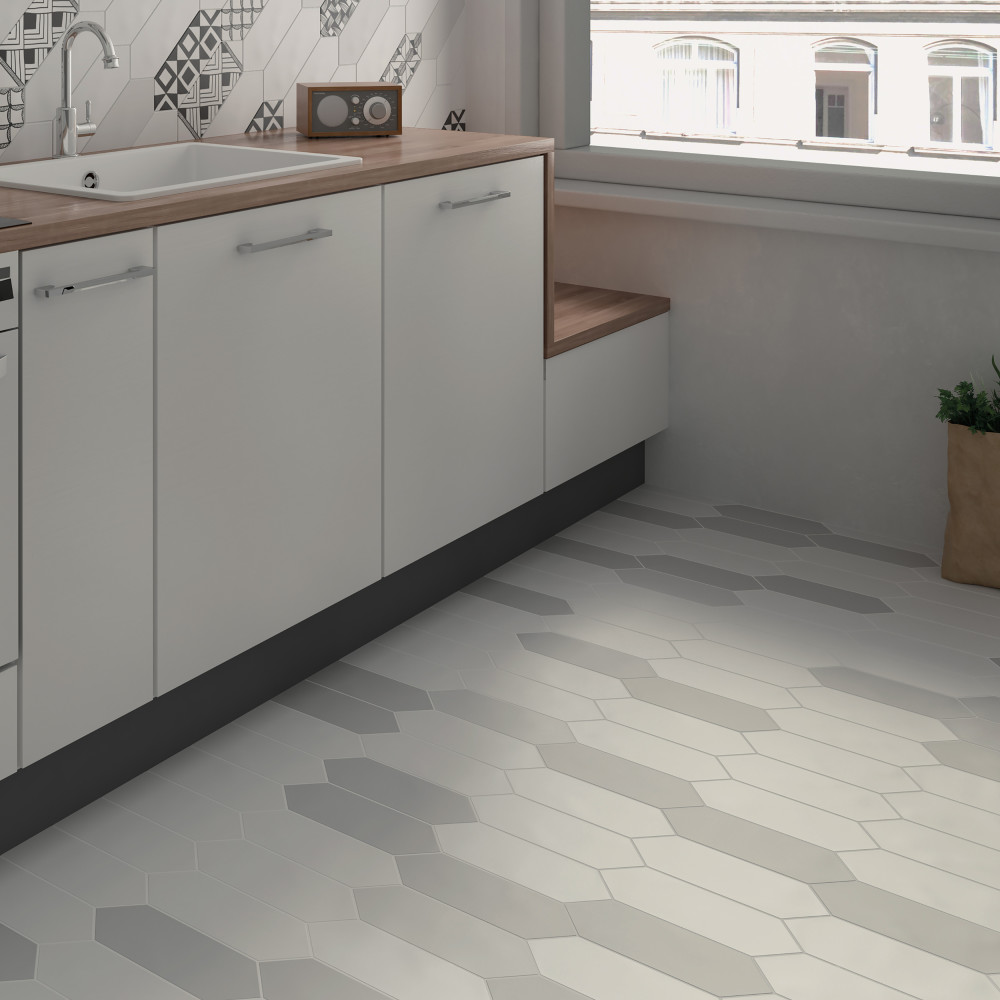 Kite White 3-7/8 in. x 11-3/4 in. Porcelain Floor and Wall Tile