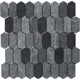 Shift Charcoal 3X5 Petit Picket Mosaic Textured