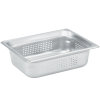 Half-size 1 ½-inch-deep Super Pan 3® perforated stainless steel steam table pan