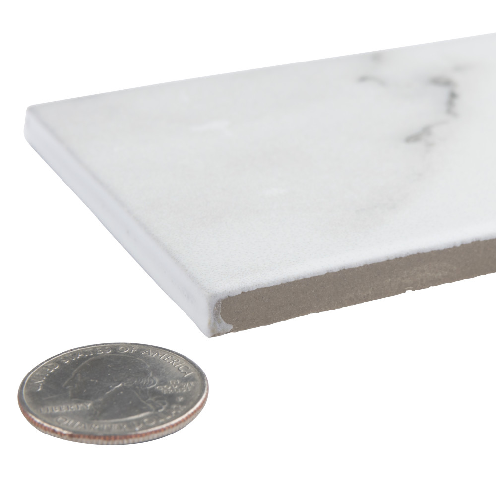 Tinos White 3-1/8 in. x 17-3/8 in. Porcelain Floor and Wall Tile
