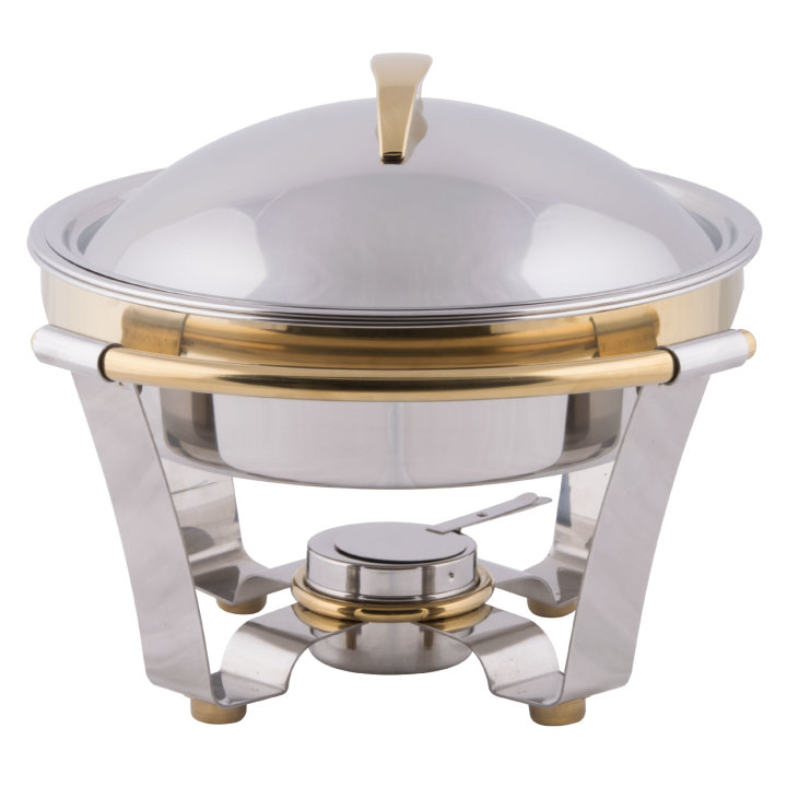 Large 6-quart Panacea™ round chafer with gold trim