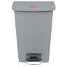 Rubbermaid Commercial, Streamline, Step-On, 13 gal, Resin, Gray, Rectangle, Receptacle