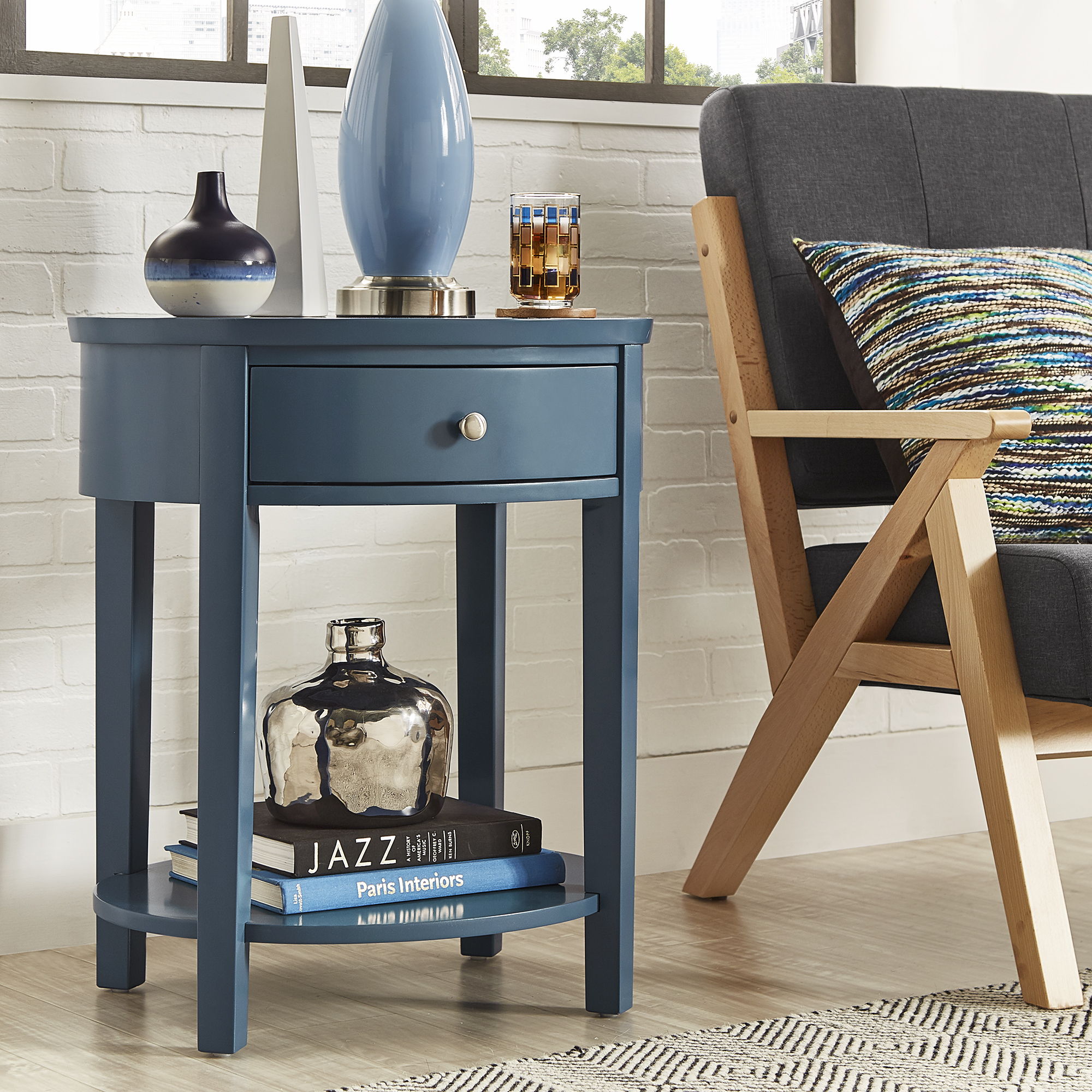 1-Drawer Oval End Table