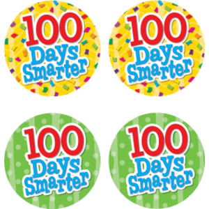 100 Days Smarter Wear 'Em Badges, Self-Adhesive, Pack of 32
