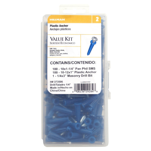 Blue Conical Plastic Anchor Kits #10-12 Pan Phillips 1