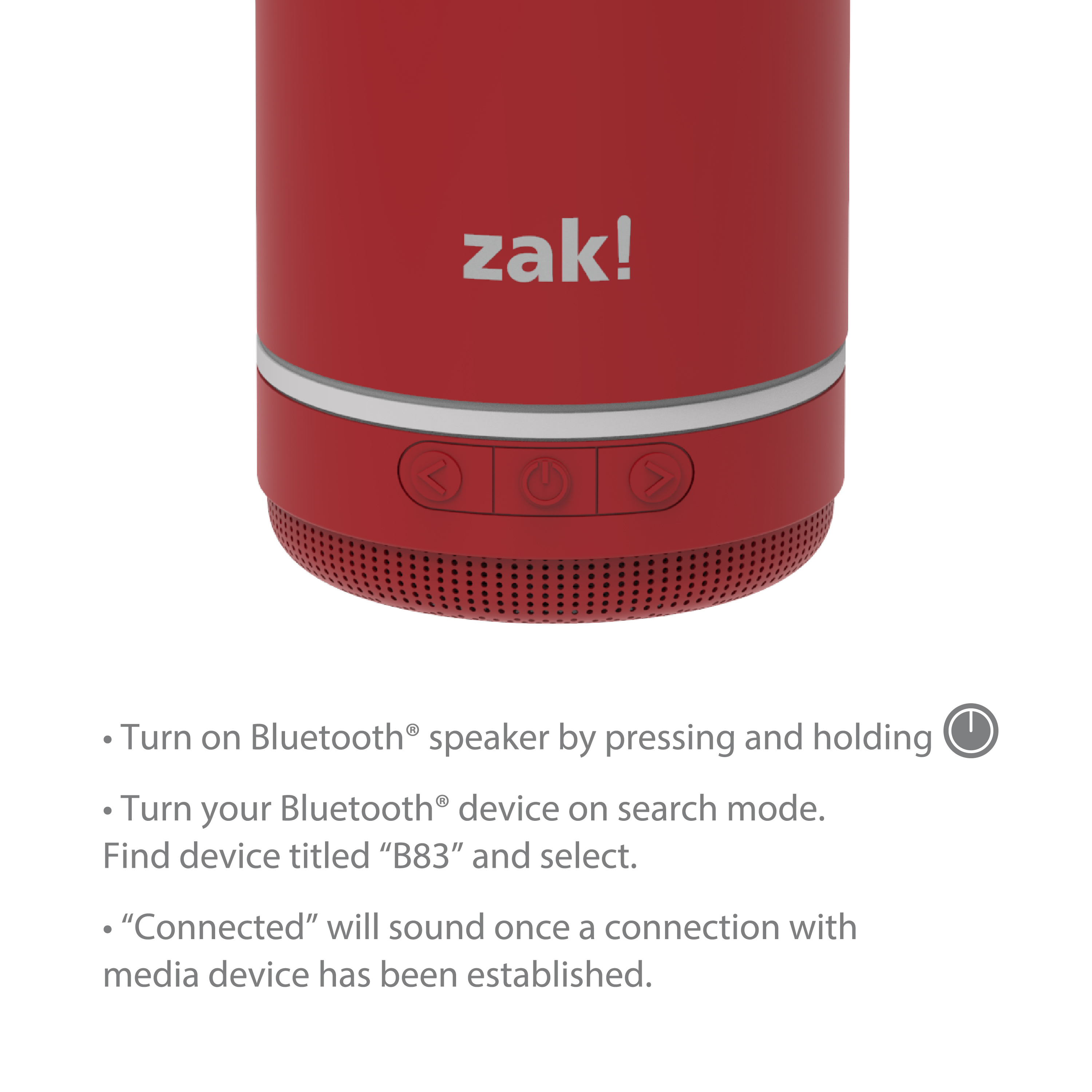 Zak Play 17.5 ounce Stainless Steel Tumbler with Bluetooth Speaker, Red