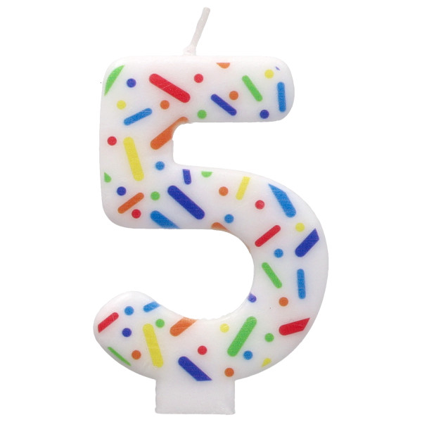 5 Rainbow Sprinkle Numeral Candles