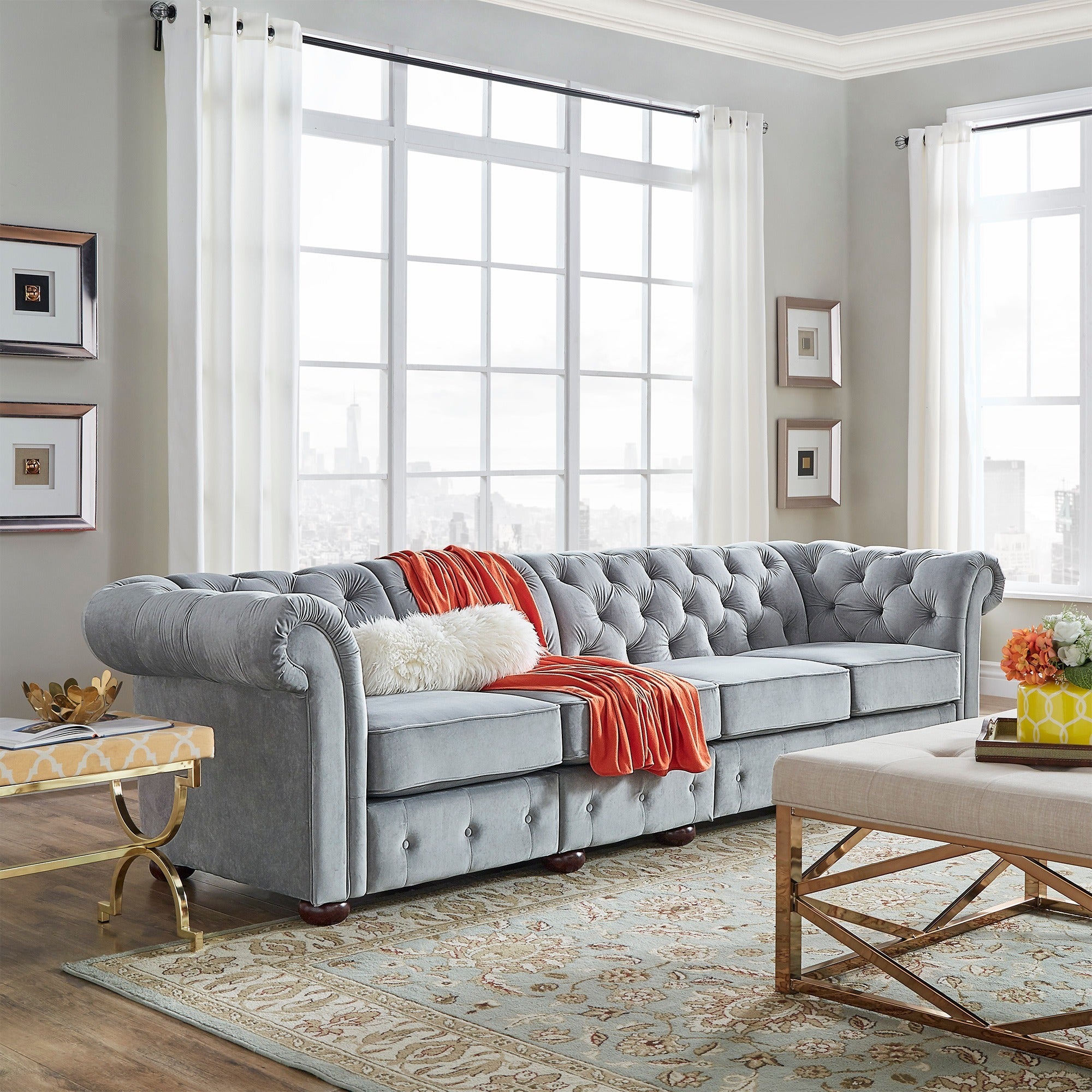 4-Seat Modular Chesterfield Sofa