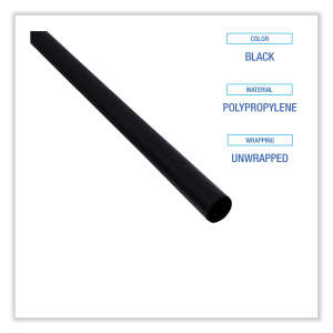 Boardwalk, Single-Tube Stir-Straws, 5.25", Polypropylene, Black