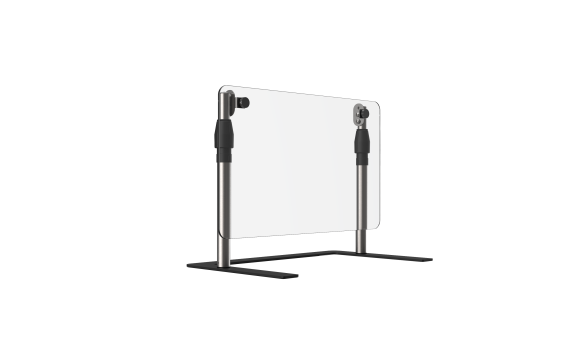 24-inch-wide mobile adjustable breath guard with flat acrylic panel