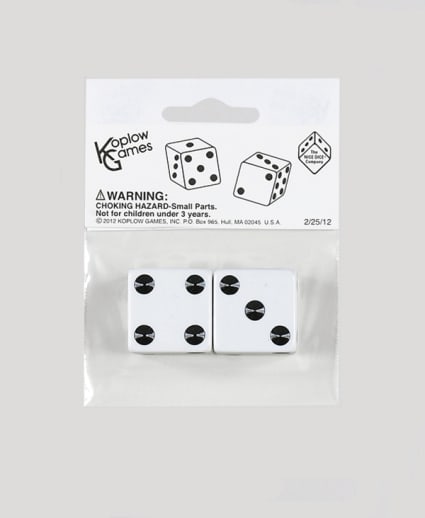 White Dice - 25mm (1")  One Pair