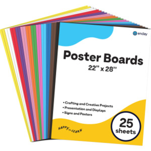 Poster Board, 22 x 28 in, Assorted, 25 Pack