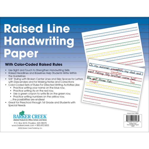Raised Line Handwriting Paper