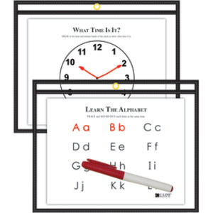 Reusable Dry Erase Pockets, 9" x 12", Black