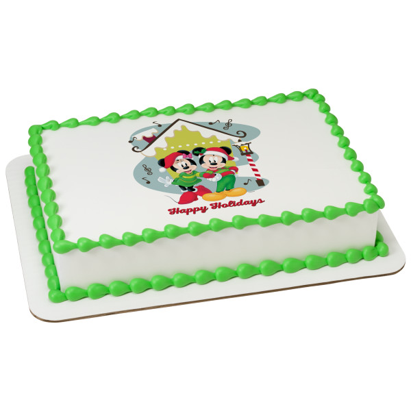 Mickey Mouse and Minnie Mouse Happy Holidays PhotoCake® Edible Image®
