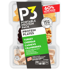 P3 Portable Protein Pack & Protein Plate Turkey, Cashews, Cheddar Cheese & Cranberries 3.2 oz Tray