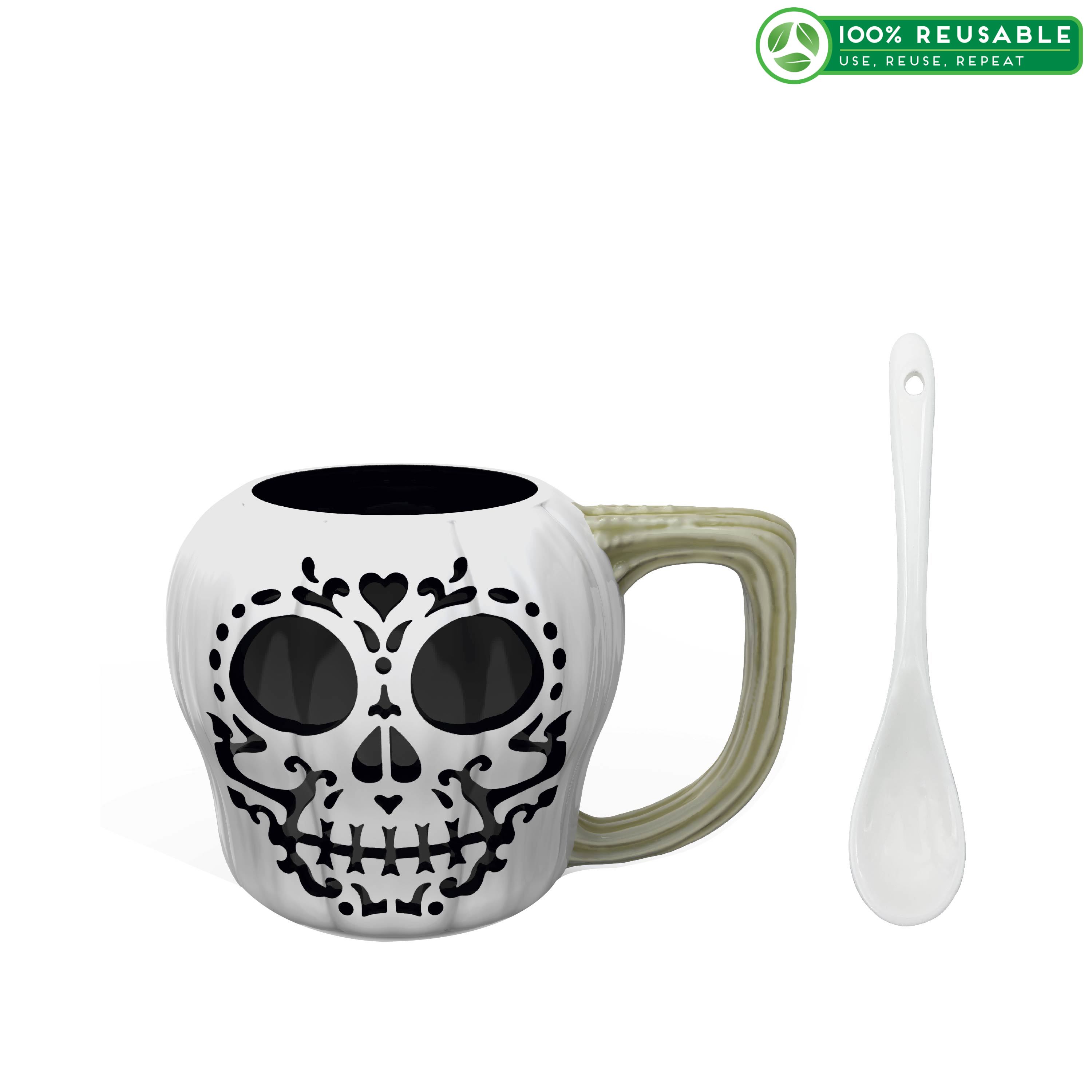 Halloween 15 ounce Coffee Mug and Spoon, Sugar Skull slideshow image 1 Halloween 15 ounce Coffee Mug and Spoon, Sugar Skull slideshow image 1