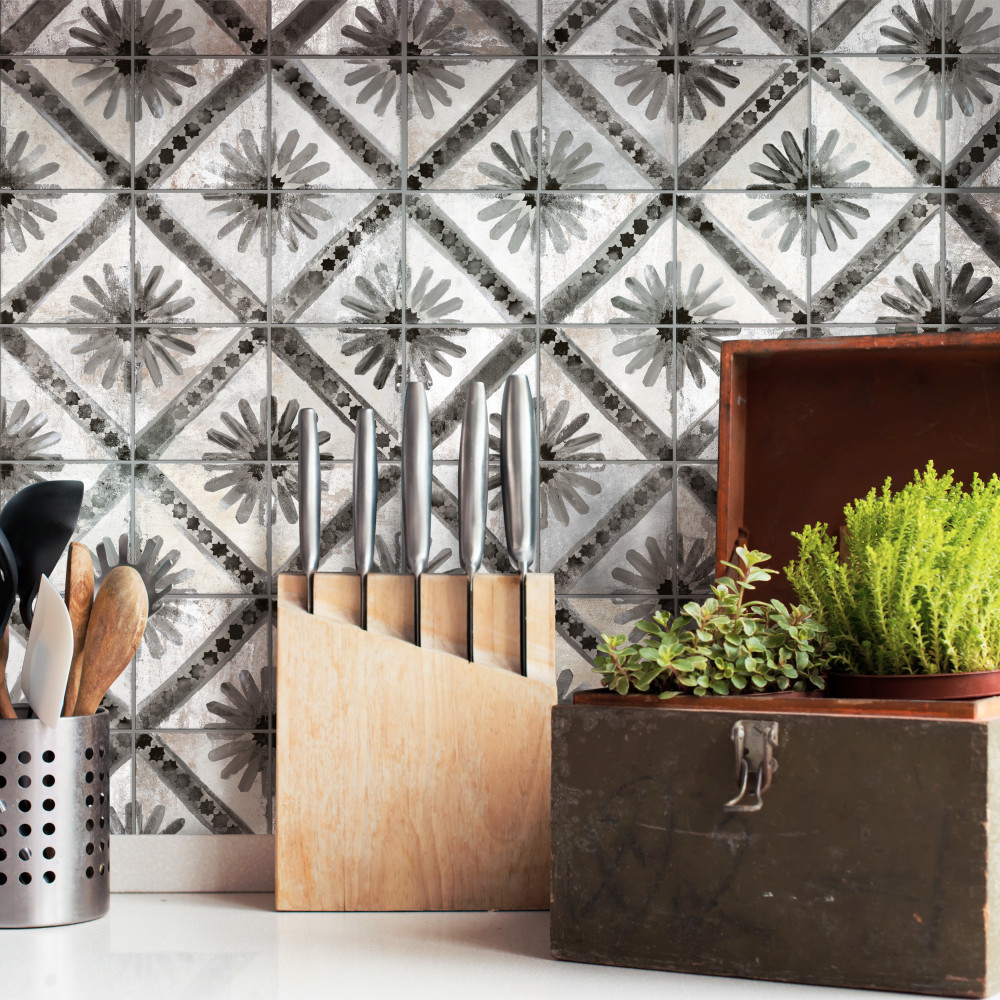 Harmonia Kings Marrakech Black 13 in. x 13 in. Ceramic Floor and Wall Tile