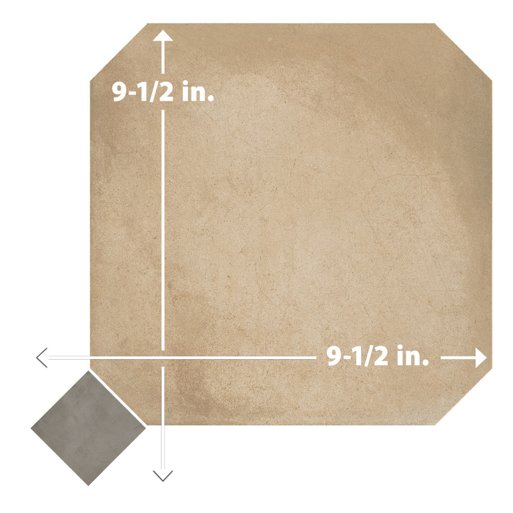Laverton Octagon Beige with Taco Nieve 7-7/8 in. x 7-7/8 in. Porcelain Floor and Wall Tile