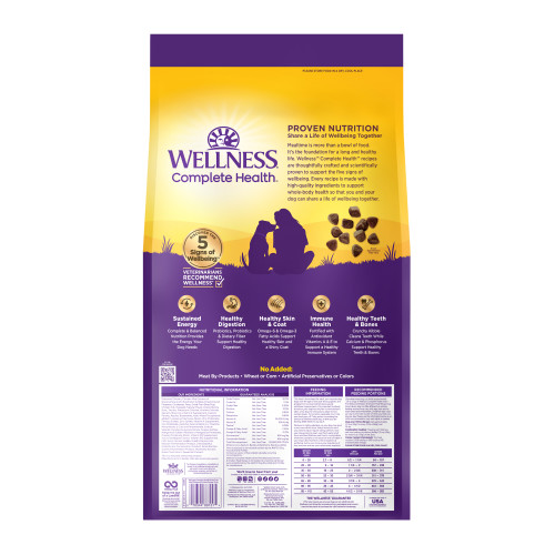 Wellness Complete Health Grain Free Deboned Chicken & Chicken Meal back packaging