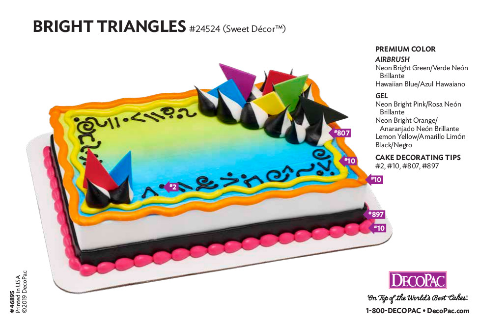 Bright Triangles Cake Decorating Instruction Card DecoPac