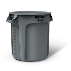 Rubbermaid Commercial, VENTED BRUTE®, 10gal, Resin, Gray, Round, Receptacle