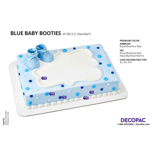 Blue Baby Booties Cake Decorating Instruction Card