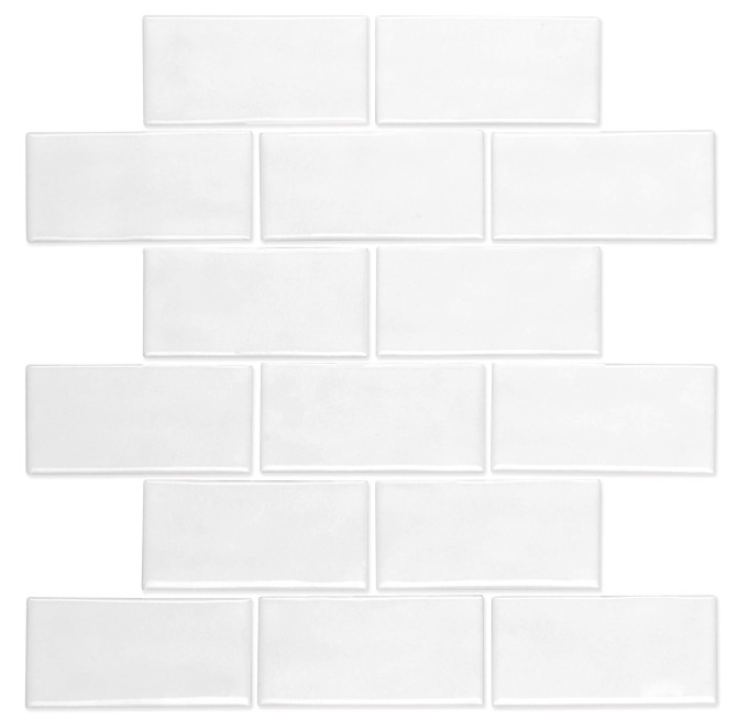 Artezen Elegant White 2×4 Brick-Joint Mosaic Glossy