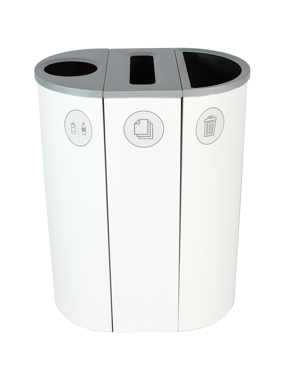 SPECTRUM – Triple – Kit – Cans & Bottles-Paper-Waste – Circle-Slot-Full – White