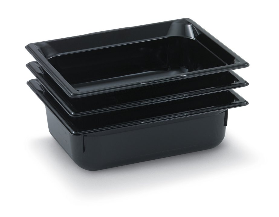 Half-size 6-inch-deep Super Pan® high-temperature plastic pan in black
